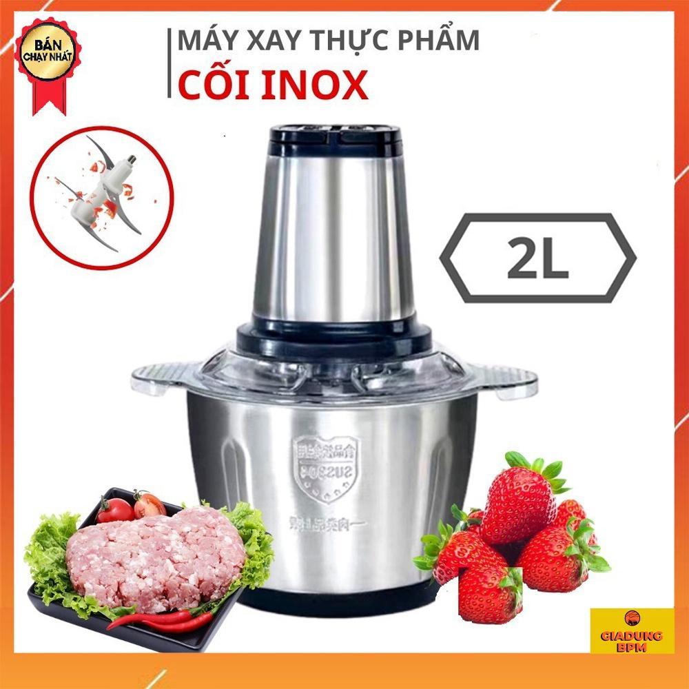 Máy Xay Thịt Cối Inox 4 Lưỡi Đa Năng Siêu Sắc Bén, Cối Xay  2 Lít, Xay Siêu Nhanh Siêu Mạnh, - Hàng Chất Lượng