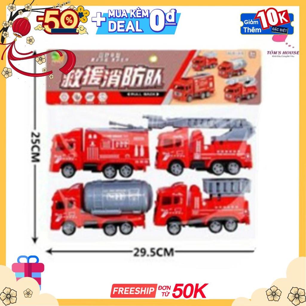 Bộ Đồ Chơi 4 Xe Ô Tô Cứu Hỏa,4 Ô Tô Công Trình Bánh Chạy Đà Cho Bé Phát Triển Tư Duy