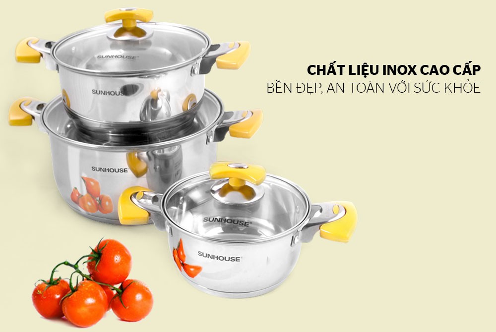 Bộ Nồi Inox 5 Đáy Sunhouse SH787 - Hàng chính hãng