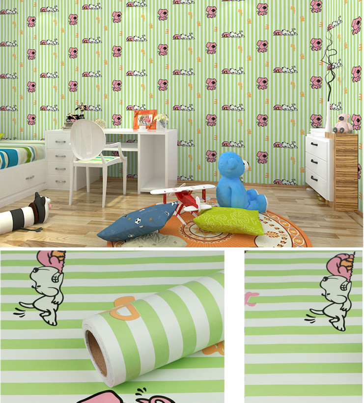 GIẤY DÁN TƯỜNG KHỔ 45CM X10M CHÓ SỌC XANH LÁ