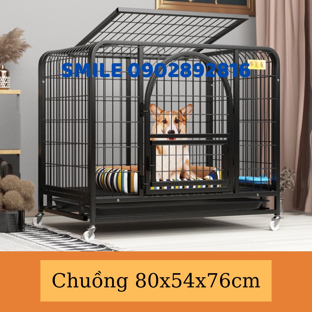 CHUỒNG NAN ỐNG SIÊU DÀY SIZE LỚN DÀNH CHO CHÓ LỚN SIze 80x54x76cm ( thú cưng dưới 15kg)