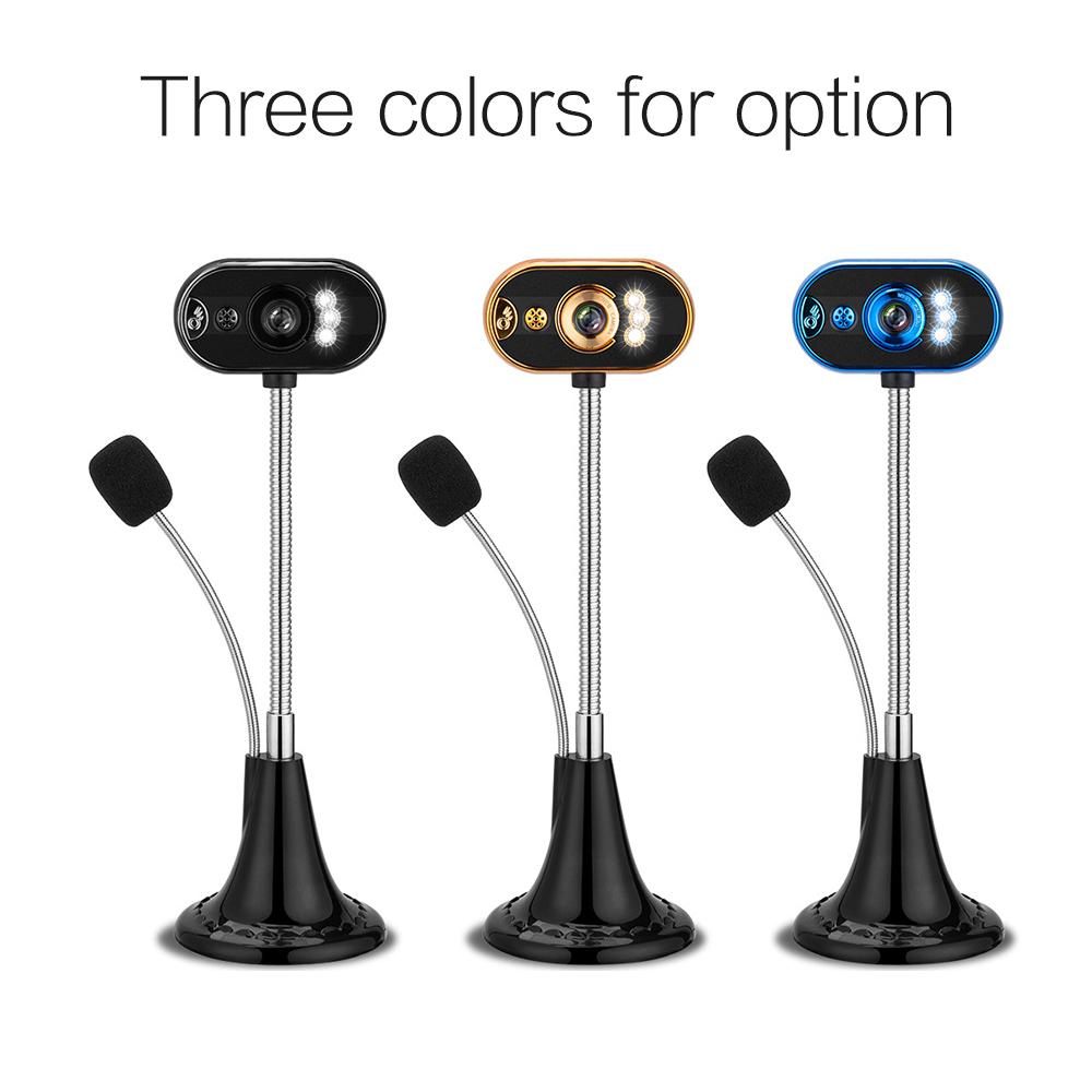 Webcam Ánh sáng ban đêm với micrô Tương thích với máy tính để bàn 480P USB Plug and Play