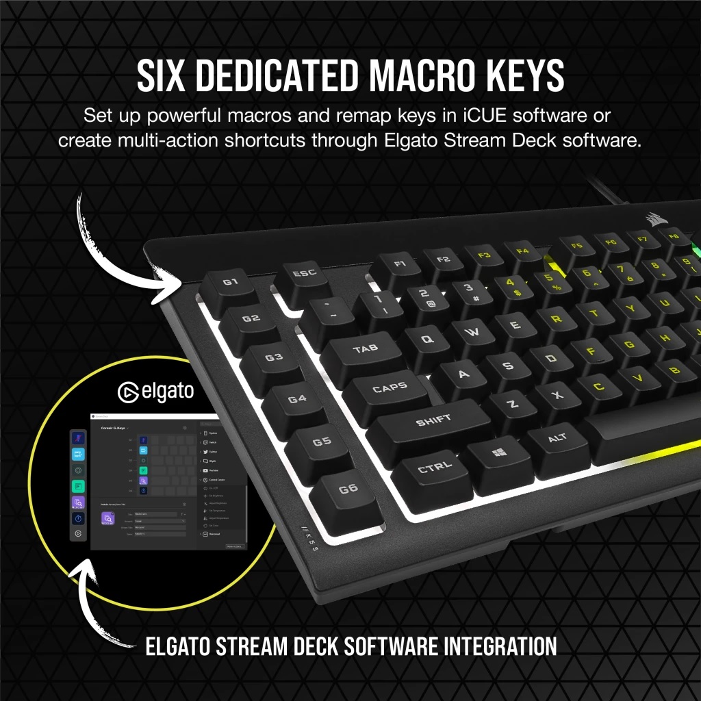 Bàn phím có dây Corsair K55 Pro Lite RGB - Hàng chính hãng