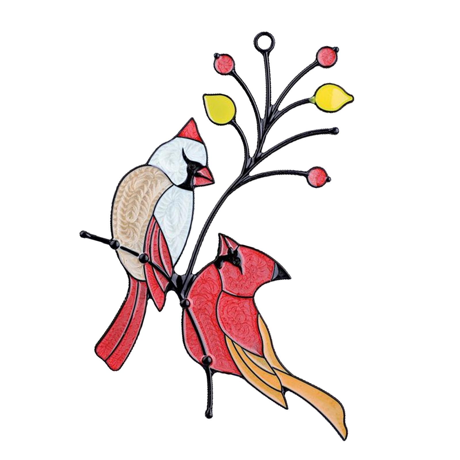 Metal Wall Art Decor Hanging Wall Sculptures Figurines Birds on The Branch Garden Statues for Patio Flowerbed Door Home Park