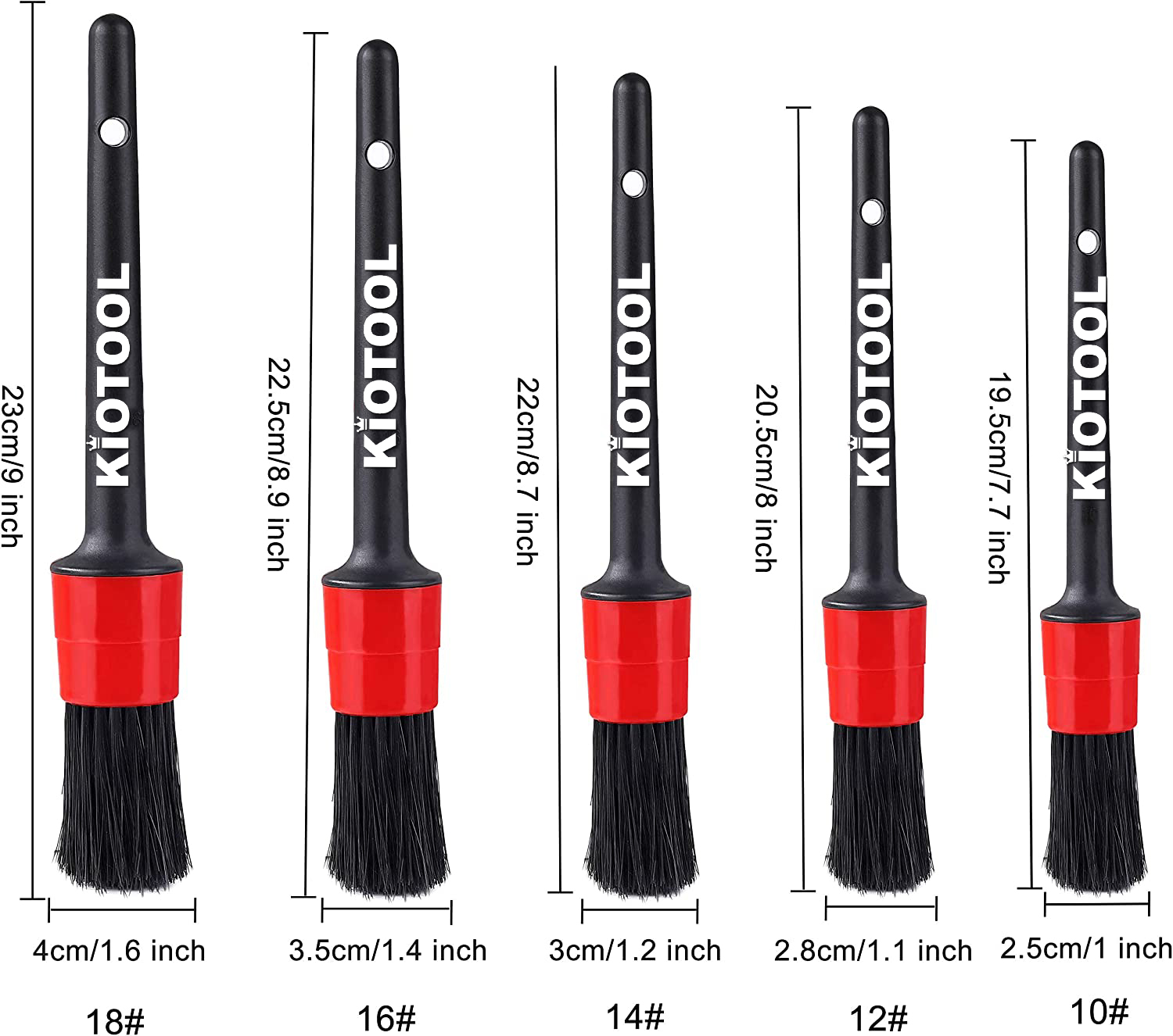 Bộ 5 chổi cọ vệ sinh ô tô xe máy đa năng Kiotool cọ rửa khoang máy nội thất mâm nốp