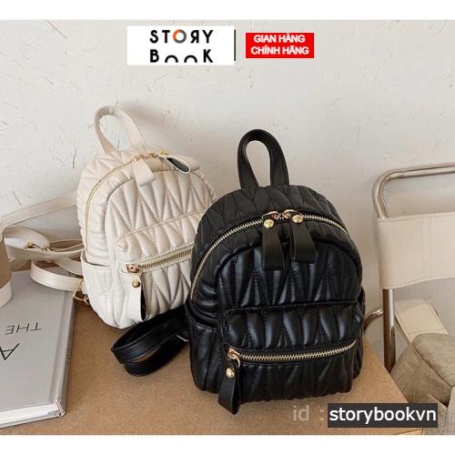 Balo mini nữ, Balo đi chơi đi du lịch đẹp trần chỉ chéo size 20 phong cách vintage siêu xinh STORYBOOK