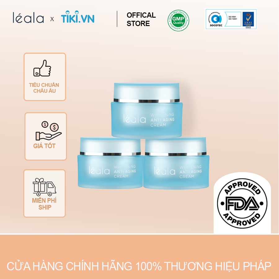 Kem dưỡng sáng da cấp cẩm Whitening Anti Aging Cream 45ml - Léala