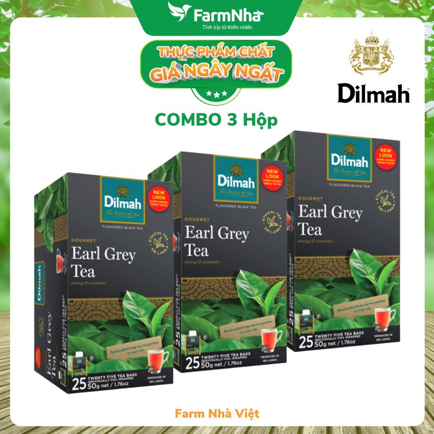 Trà Dilmah Premium Ceylon Earl Grey Tea 50g 25 túi x 2gr Trà Bá Tước Anh Quốc - Tinh hoa trà Sri Lanka