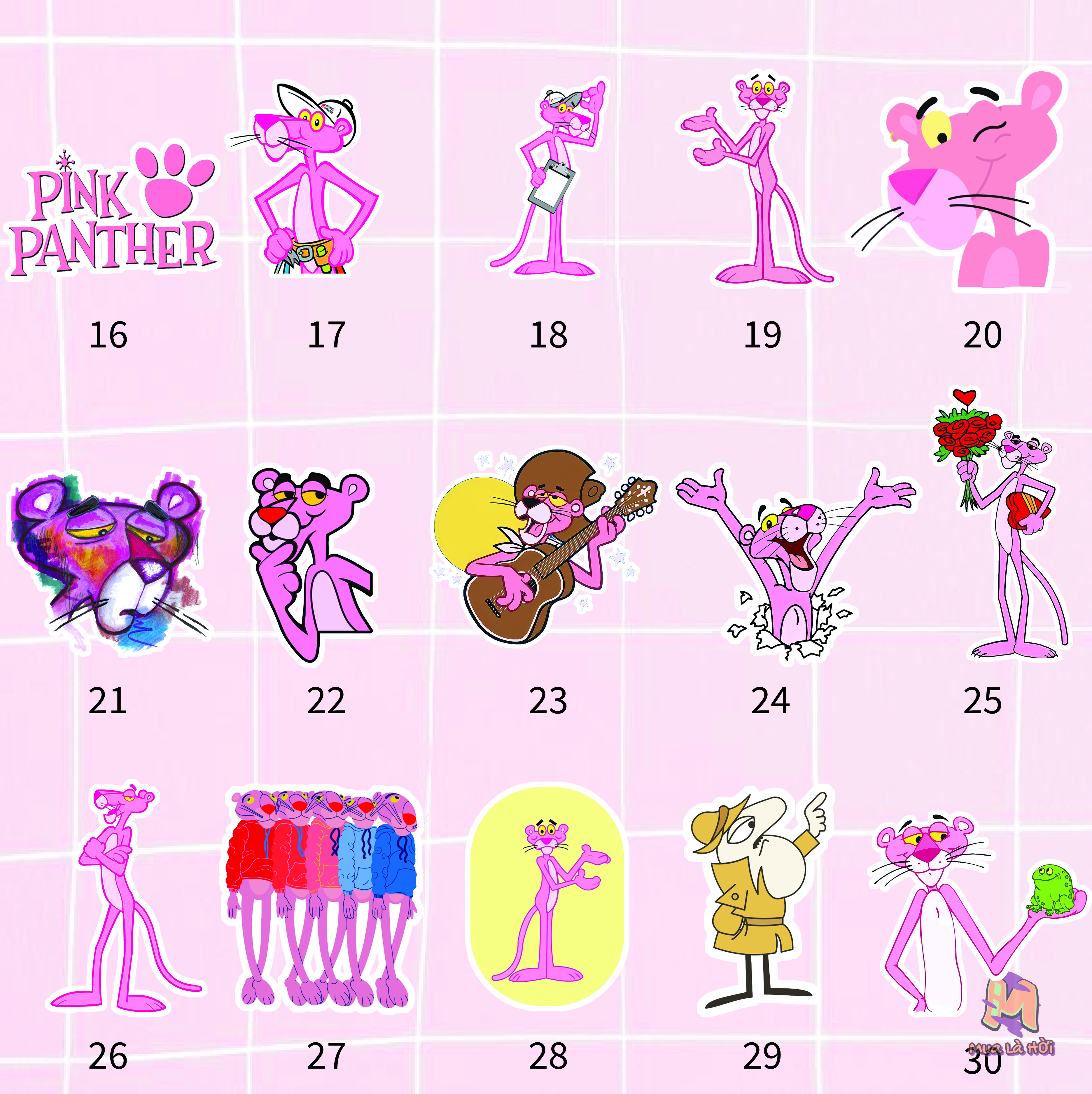 Miếng dán Stickers chủ đề Điệp vụ Báo Hồng (Pink Panther)