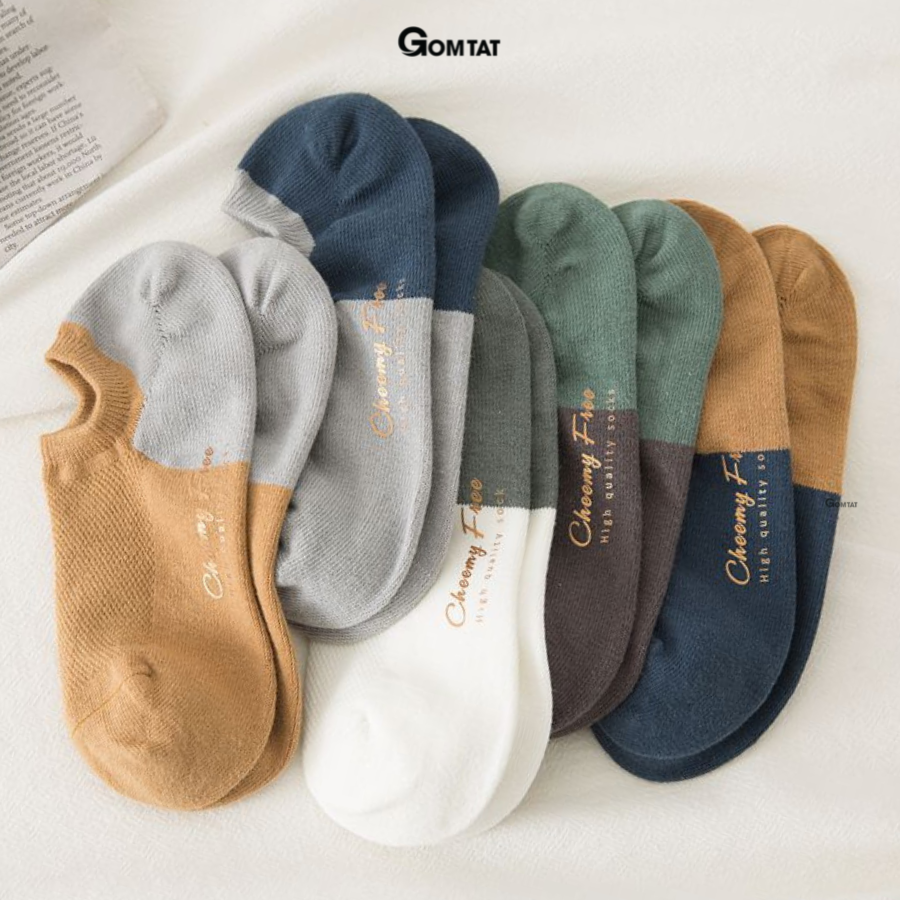 Set 5 đôi tất vớ nam cổ ngắn GOMTAT cao cấp, chất liệu cotton khử mùi kháng khuẩn cực tốt - CHEEMY-NAM-02