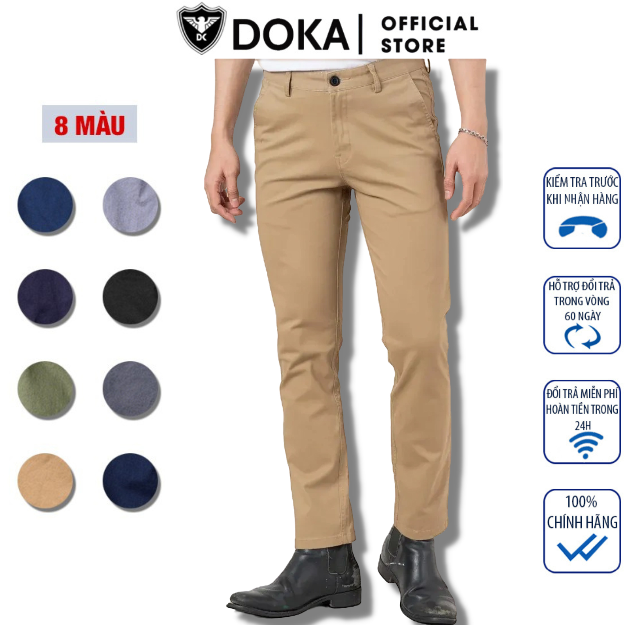 Quần kaki dài nam ( Tặng 1 dây nịt da cao cấp )  chất vải mềm mịn chống nhăn co giãn chuẩn phong cách thời trang Doka DKMQKK01