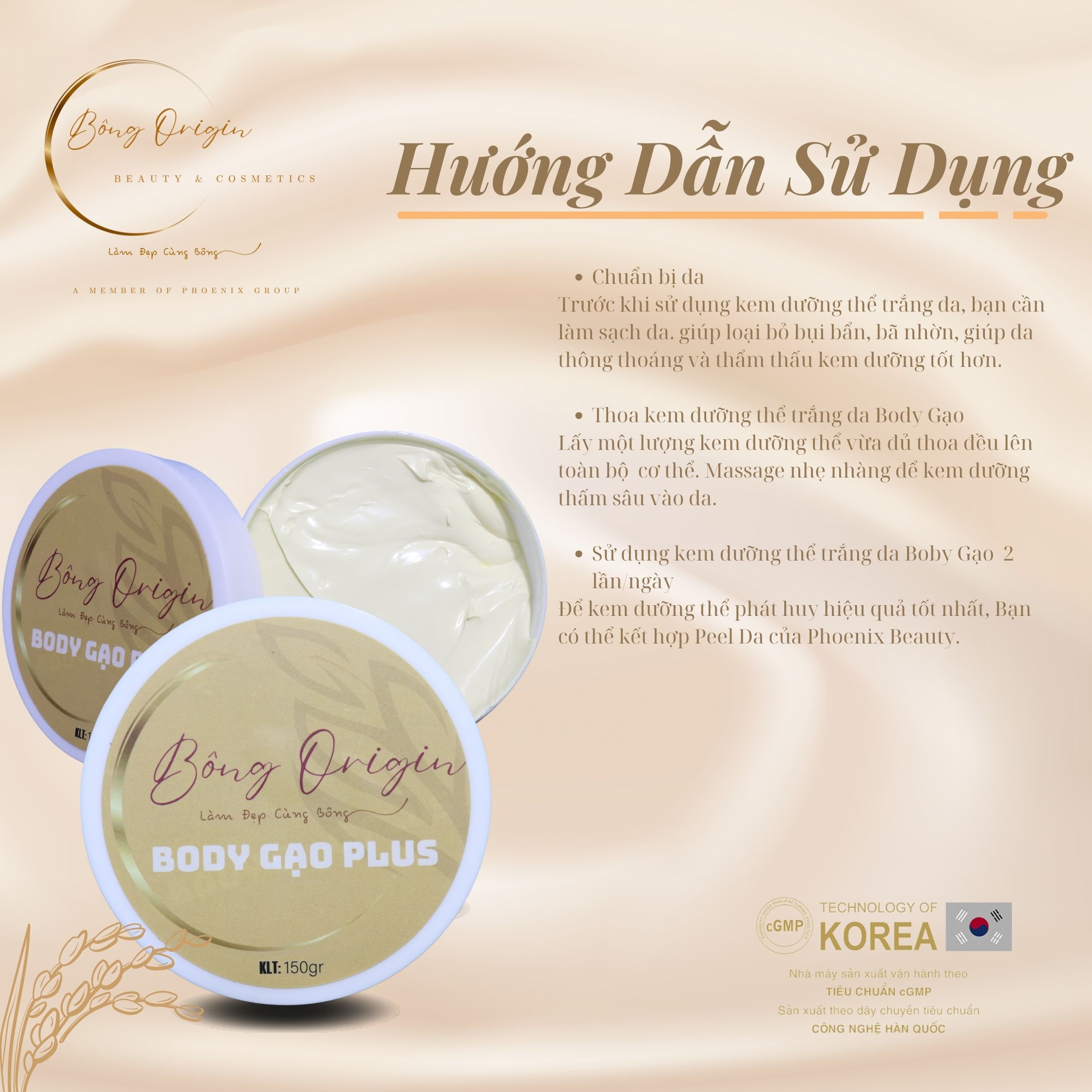 Kem Body Gạo Dưỡng Da Phoenix Beauty Trắng Mịn sau 7 Ngày Sử Dụng