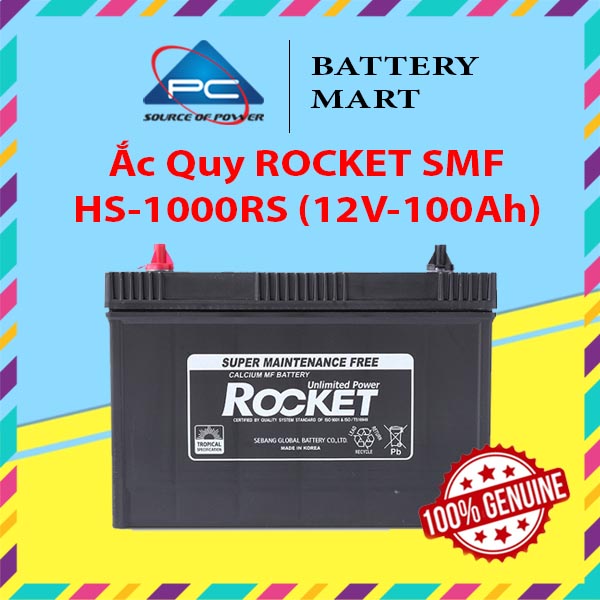 Bình Ắc Quy 12V-100Ah, Ắc Quy ROCKET SMF HS-1000RA/RS