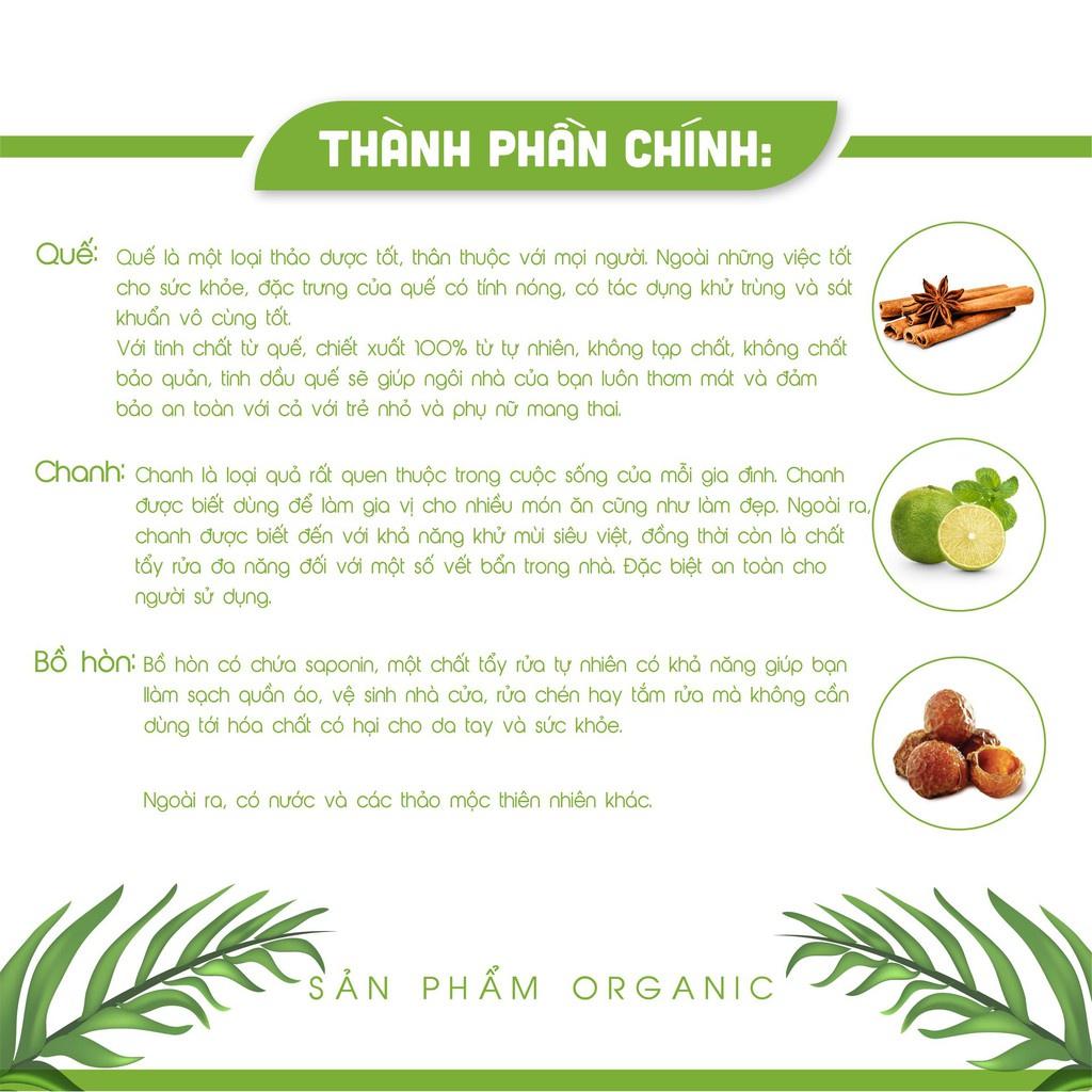 Nước lau sàn, lau nhà Organic hương Quế đuổi côn trùng, làm sạch nhà chai 1000ml