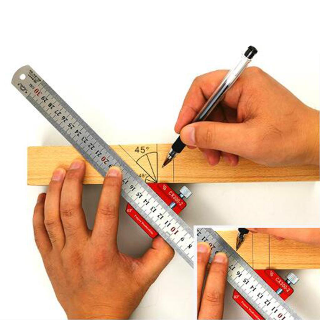 Woodworking Scriber Ruler Line Gauge Ruler 90° 45° 60° Angle Square Ruler