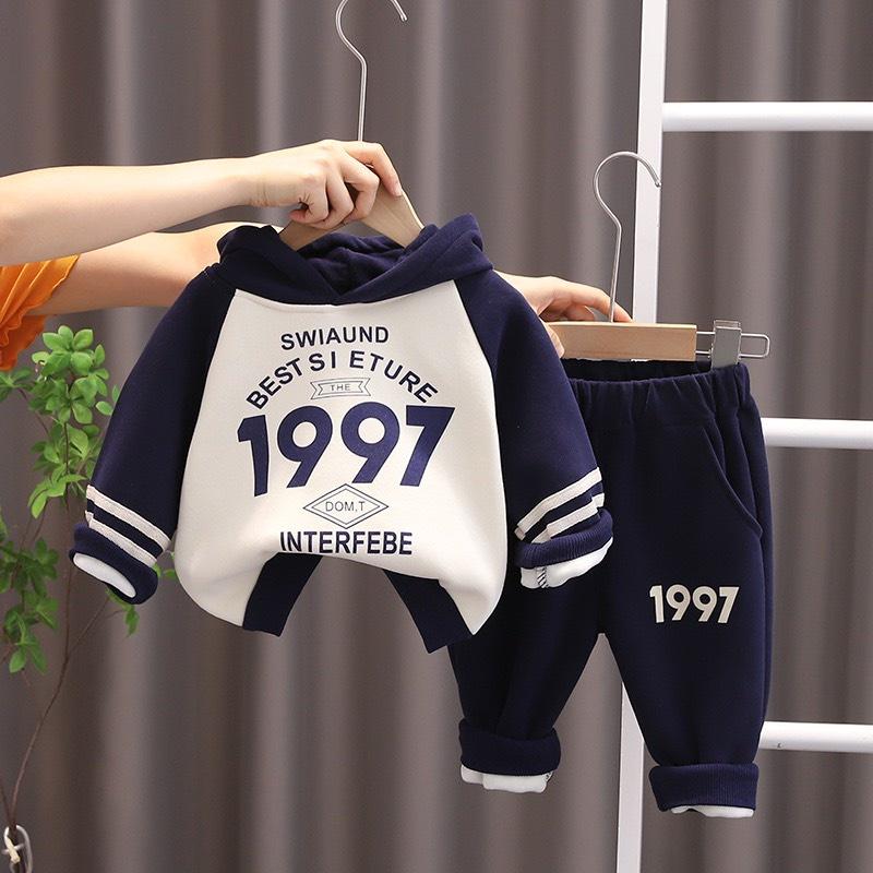 Bộ Nỉ Bông 1977 Cao Cấp Dày Dặn Cho Bé Trai, Bé Gái, Bộ Thu Đông Cho Bé Từ 7-25kg