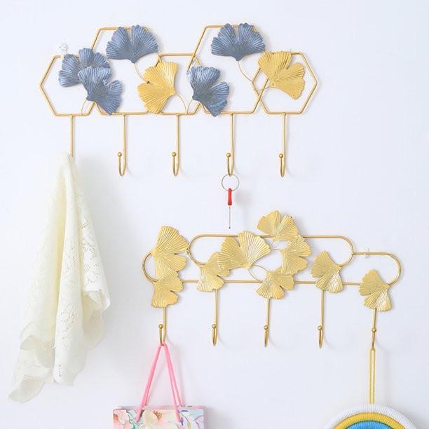 Móc treo quần áo kim loại hình lá chịu tải tốt nhiều hình trang trí decor lắp đặt dễ dàng
