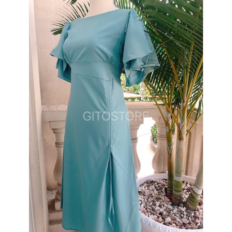 ĐẦM NỮ - VÁY MIDI TRẮNG RÚT DÂY HÔNG -HỒNG XANH NUDE ĐỎ TRẮNG - GD051