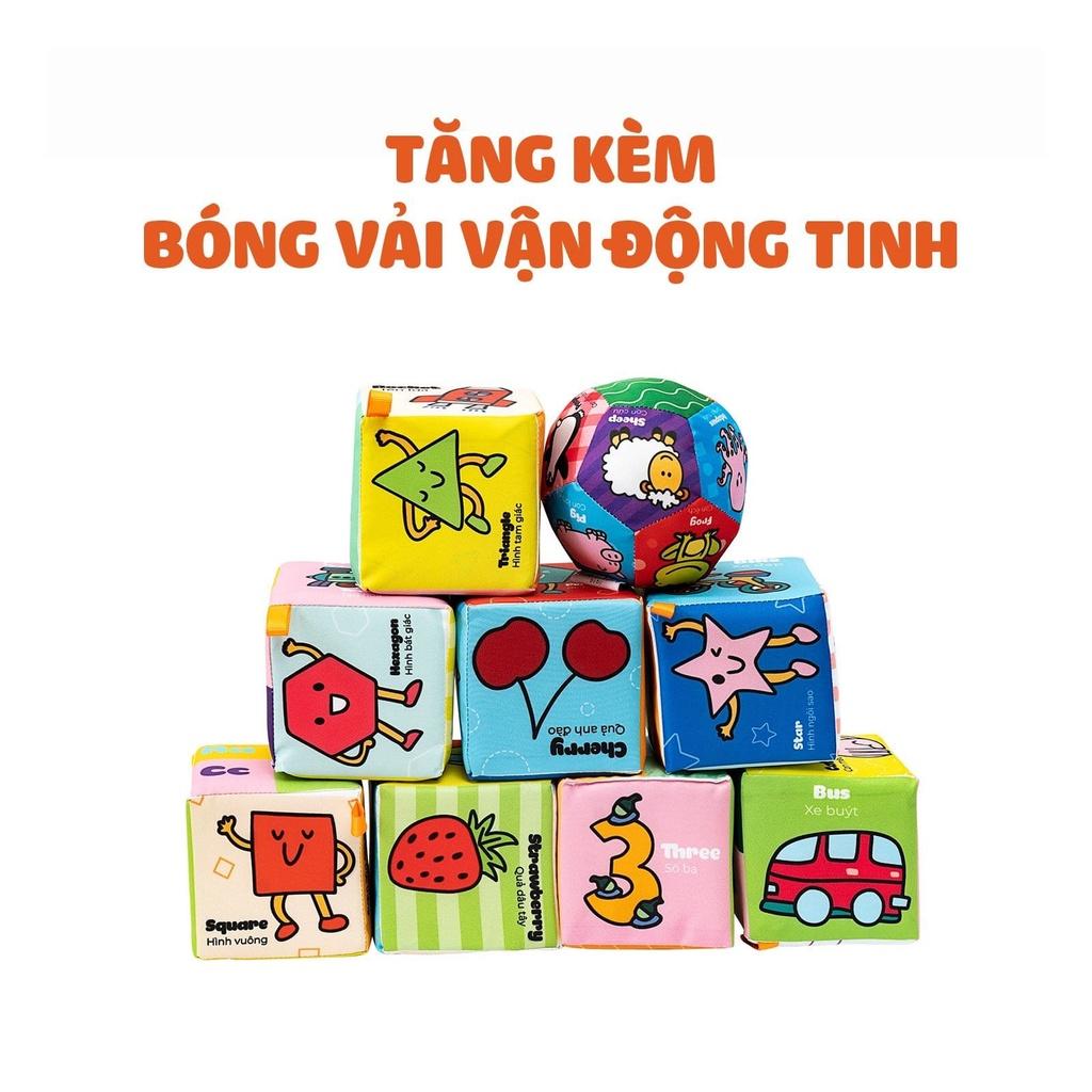 Bộ đồ chơi xúc xắc vải 9 hình khối cho bé 0 - 2 tuổi vừa chơi vừa học tập
