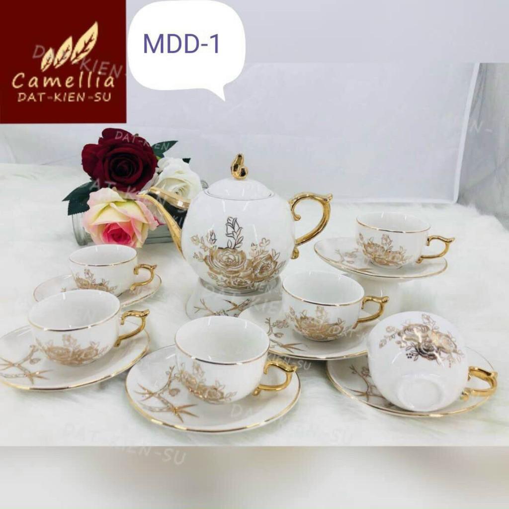 Bộ ấm chén cao cấp hoa tiết cây trúc , hoa