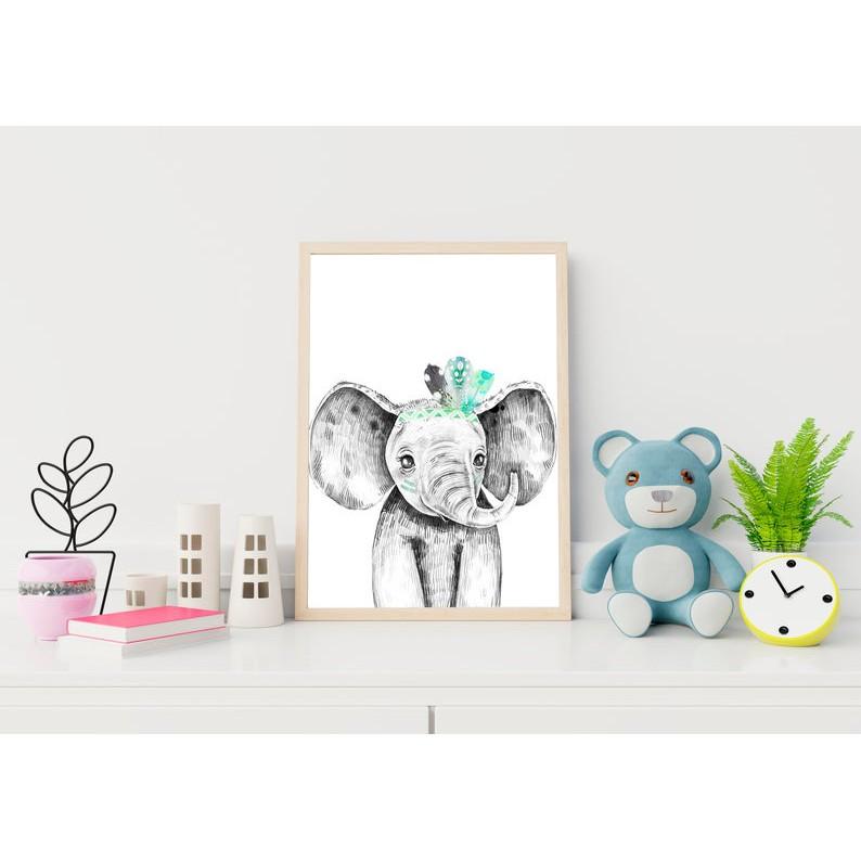 Tranh treo tường | Tranh cho bé-Elephant Nursery Print 102 , tranh canvas giá rẻ