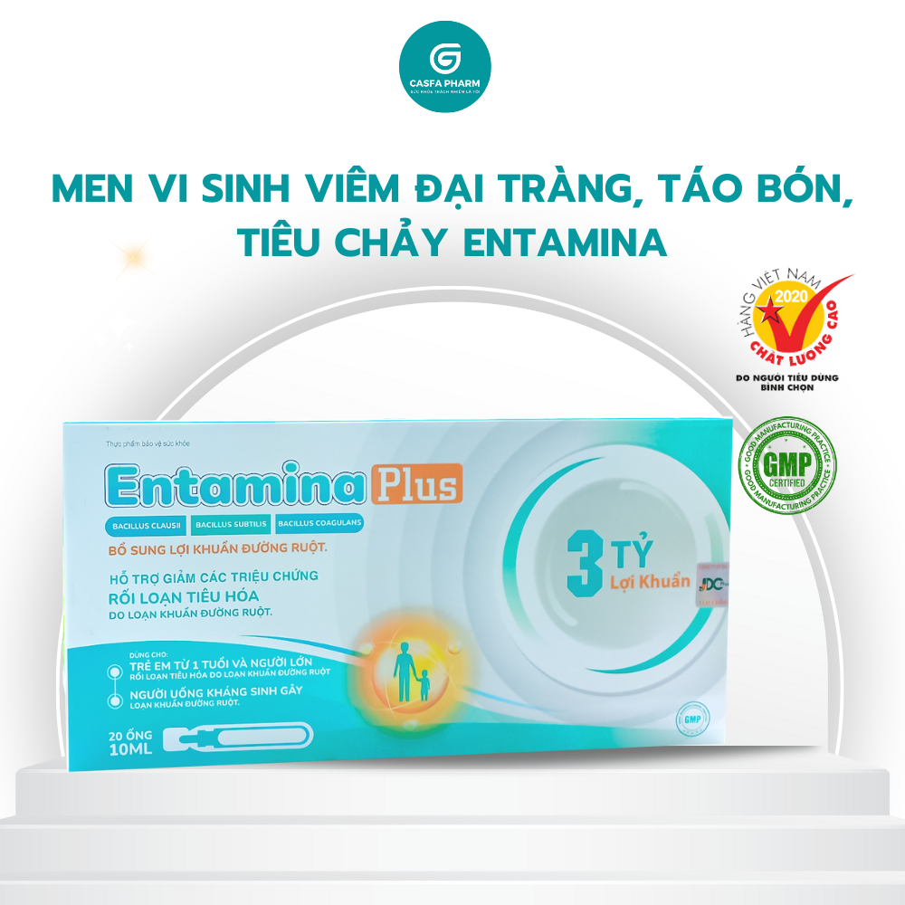 Men vi sinh Viêm Đại Tràng, Táo bón, Tiêu chảy ENTAMINA 3 tỷ bào tử lợi khuẩn