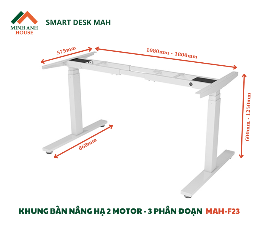 Chân nâng hạ 2 motor 3 phân đoạn MAH-F23