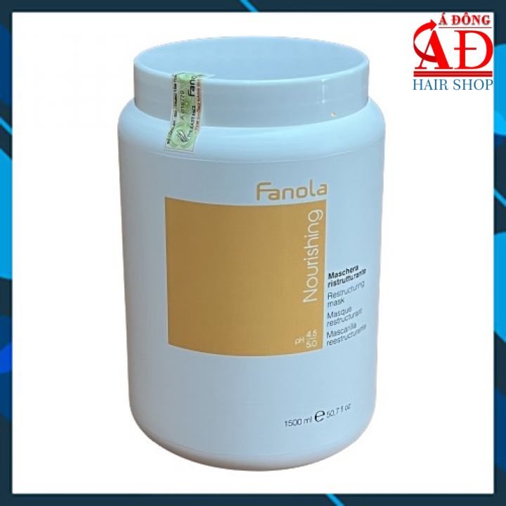 Mặt nạ ủ tóc Fanola Nutricare Restructuring Mask mùi kẹo sữa siêu mềm mượt, phục hồi tóc khô hư tổn Ý 1500ml
