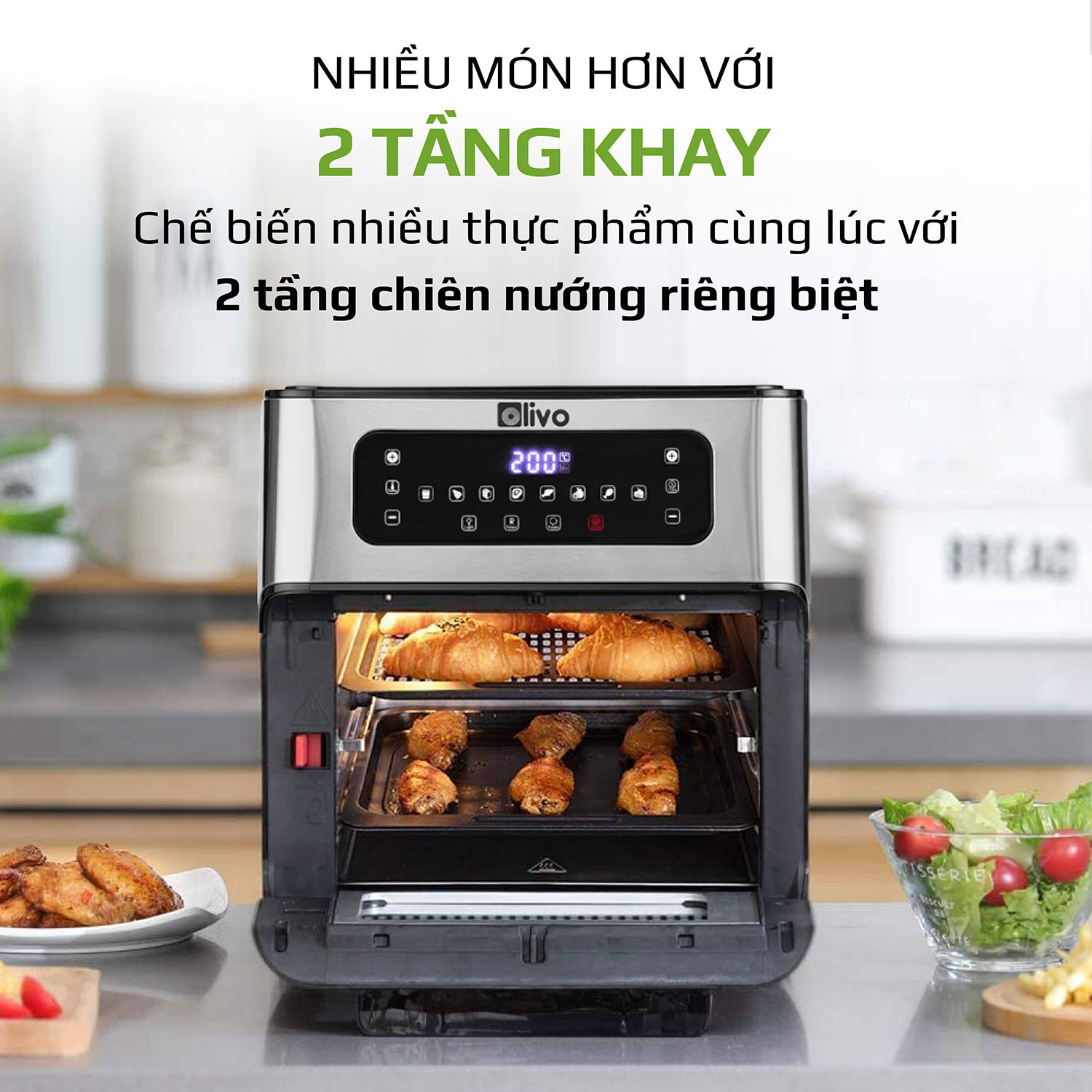 Nồi Chiên Không Dầu OLIVO AF 12 [Hàng Chính Hãng] Dung Tích 12L - Công Suất 1800W