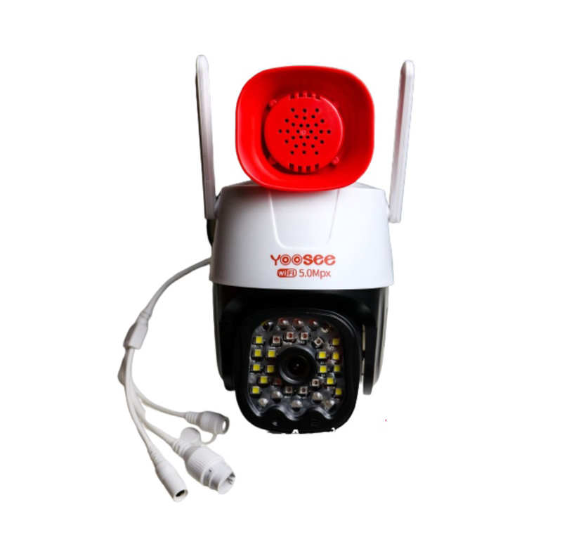 Camera IP Yoosee PTZ 5.0MPX 2 Râu 32 Led Xoay 360 Độ Có Còi Hú Lớn Và Đèn Báo Động Có Hồng Ngoại Ban Đêm Có Màu Hàng Nhập Khẩu