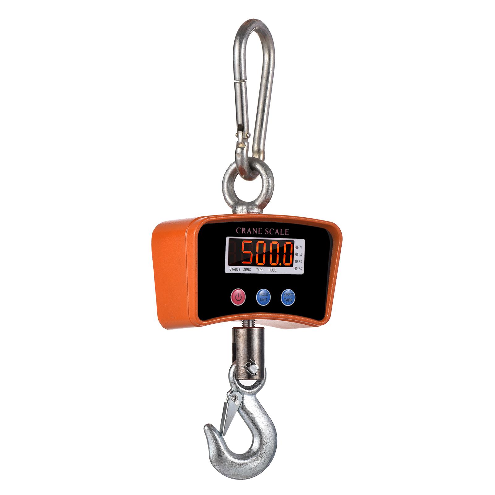 500kg/ 1102lbs Digital LED Hanging Scale Portable Heavy Duty Crane Scale 1500mAh Rechargeable Industrial Hook Scales Unit Change/ Data Hold/ Tare/ Zero for Construction Site Travel Market Fishing Outdoor Work