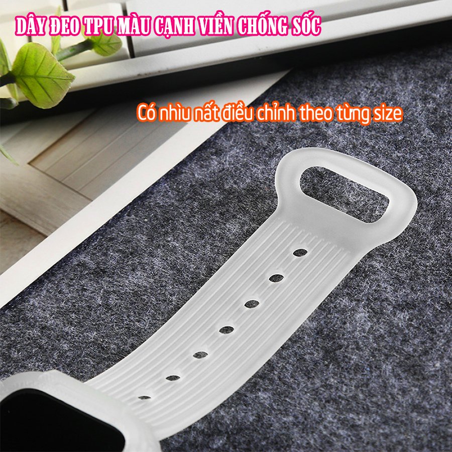 Dây Đeo liền ốp dành cho Apple Watch size 38/40/42/44mm TPU màu cạnh viền chống sốc - Trắng đục (tặng dán KCL theo size)