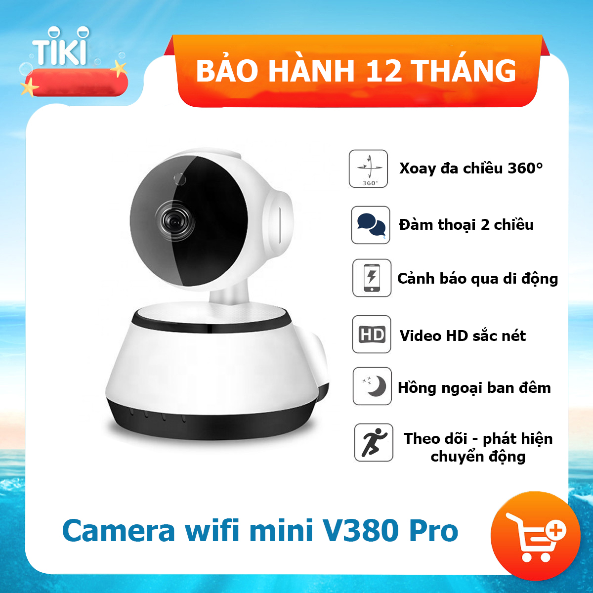 Camera IP wifi giám sát chống trộm V380 pro - Tính năng đàm thoại hai chiều, theo dõi và phát hiện chuyển động, Full HD 1080p, xoay đa chiều góc rộng 360, cảm biến hồng ngoại ban đêm, dễ dàng lắp đặt và vị trí để linh hoạt.