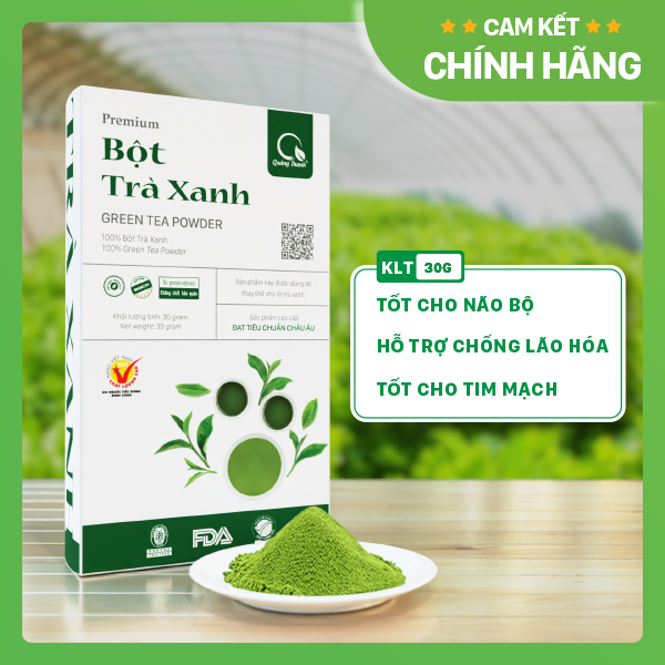 [CHÍNH HÃNG] Bột Trà Xanh Sấy Lạnh Nguyên Chất  - Đắp mặt làm dịu da, kháng khuẩn, kháng viêm, giảm cân - Hộp 30g