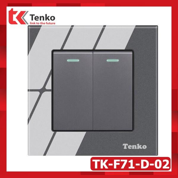 Công Tắc 2 Hạt Mặt Kính Cường Lực Chống Xước - Chống Va Đập Tenko TK-F71-D-02 Màu Xám