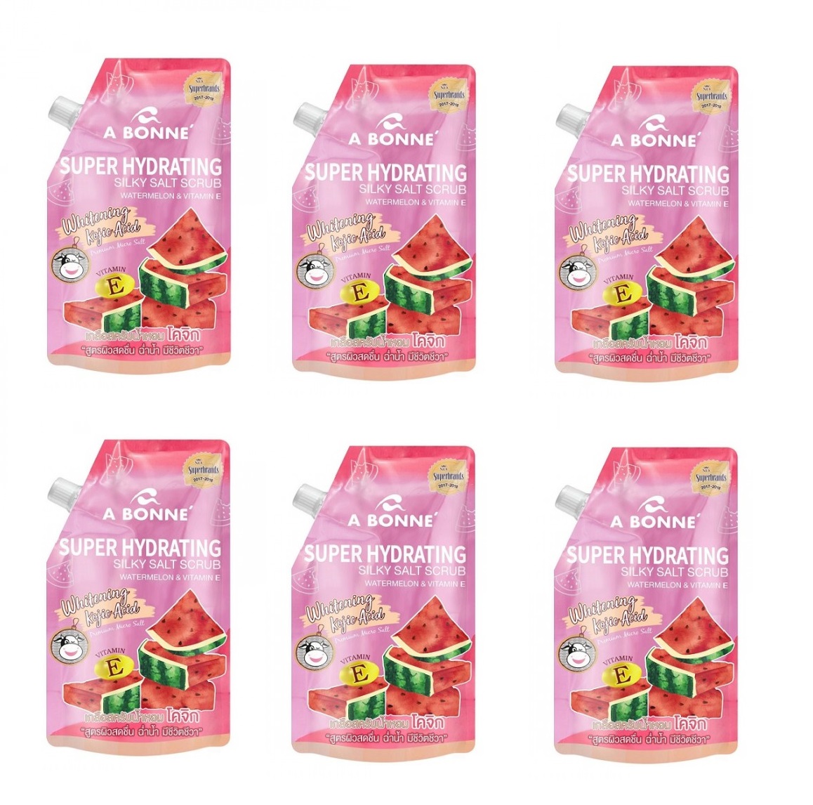 combo 6 gói Muối Tắm A Bonne Super Hydrating Silky Salt Scrub Hương Dưa Hấu và Vitamin E Cấp Ẩm Cho Da 350g