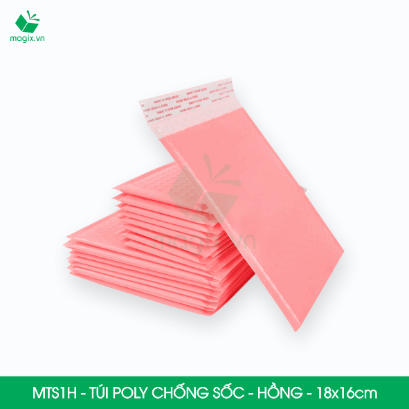 MTS1H -18x16cm - COMBO 100 TÚI GÓI HÀNG CHỐNG SỐC BỌC BÓNG KHÍ MÀU HỒNG PASTEL