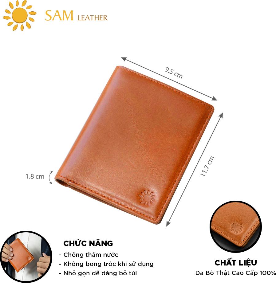 Ví Nam Da Bò SAM Leather - Ví Đứng Nam Nữ Da Bò Cao Cấp