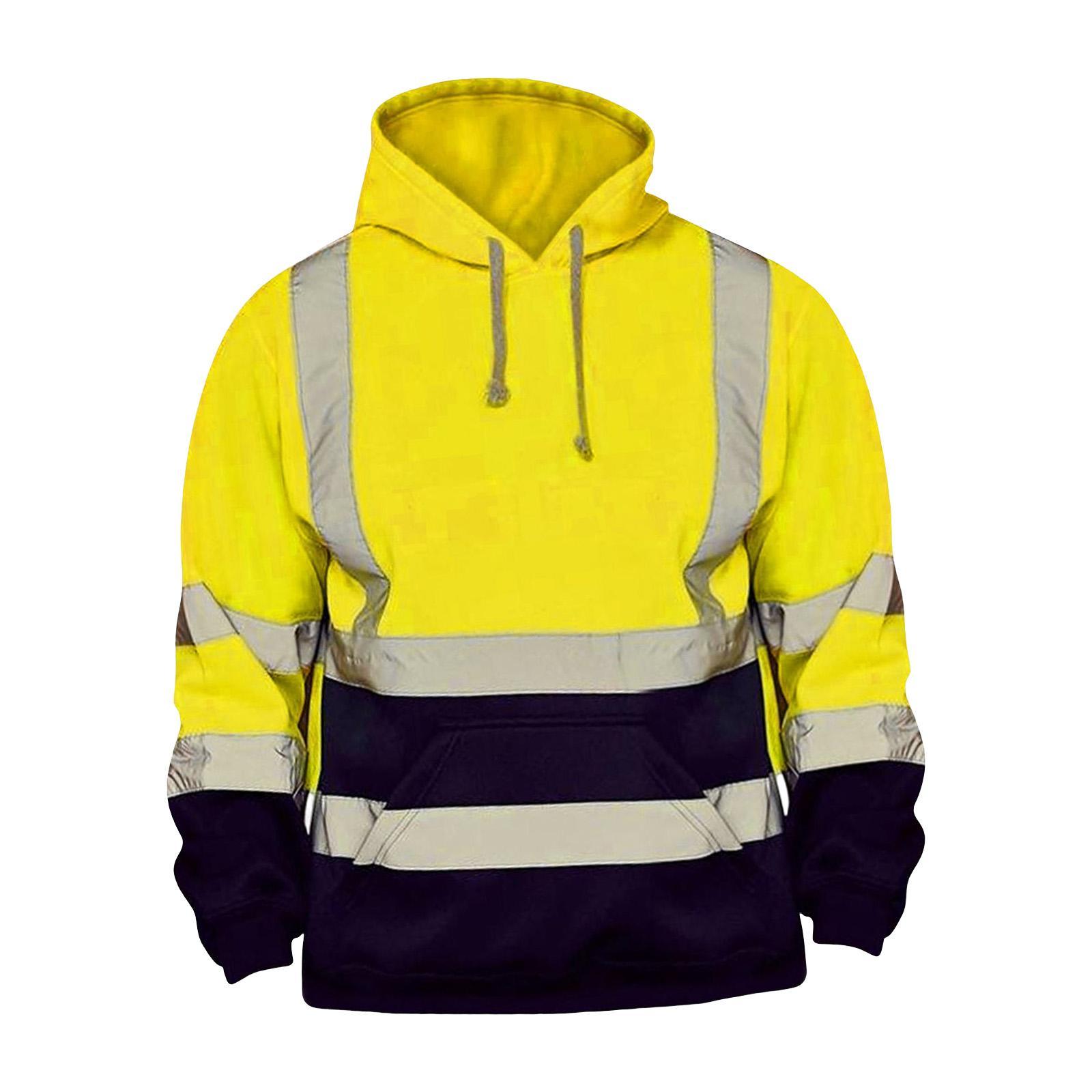 High Visibility Work Jacket Coat Mens Hoodie Sweatshirt for Roadside