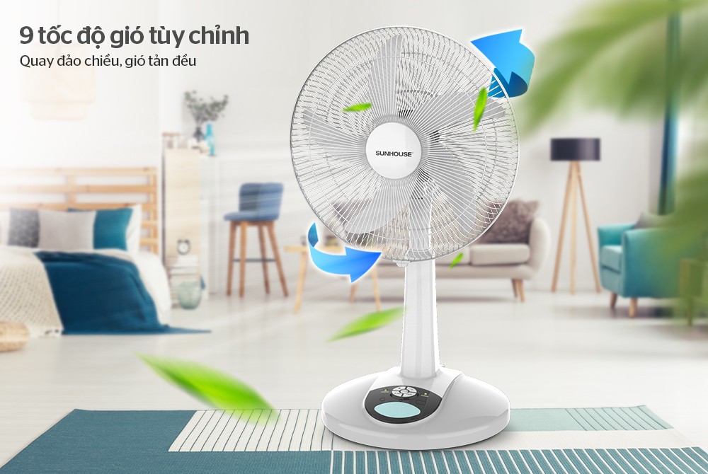 Quạt Sạc Tích Điện Sunhouse SHD7228 - Hàng Chính Hãng