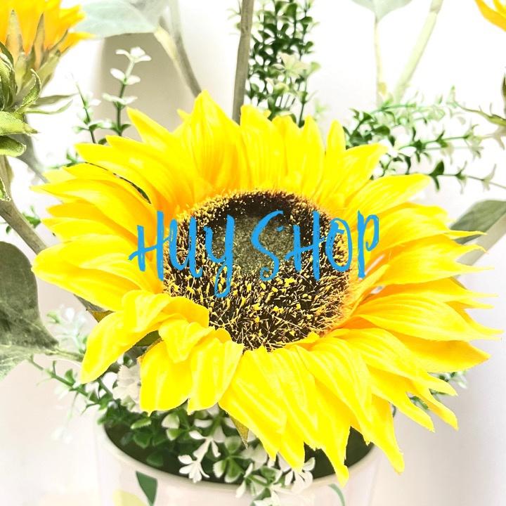CHẬU HOA HƯỚNG DƯƠNG VẢI CAO CẤP ĐỂ BÀN TRANG TRÍ NHÀ CỬA