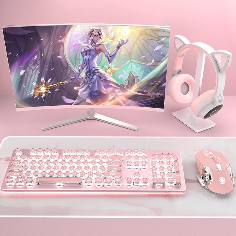 Bộ chuột và bàn phím cơ bluetooth không dây phong cách mới nhất có thể sạc lại máy tính xách tay chơi game punk hoàn toàn mới bảo hành toàn quốc