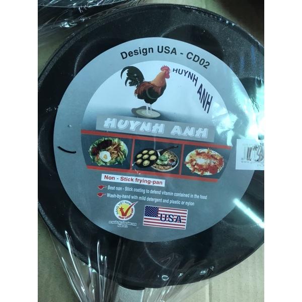 Khuôn bánh khọt gang phủ chống dính có nấp có cán cầm nhựa cách nhiệt 8 10 12 lổ hãng Huỳnh Anh