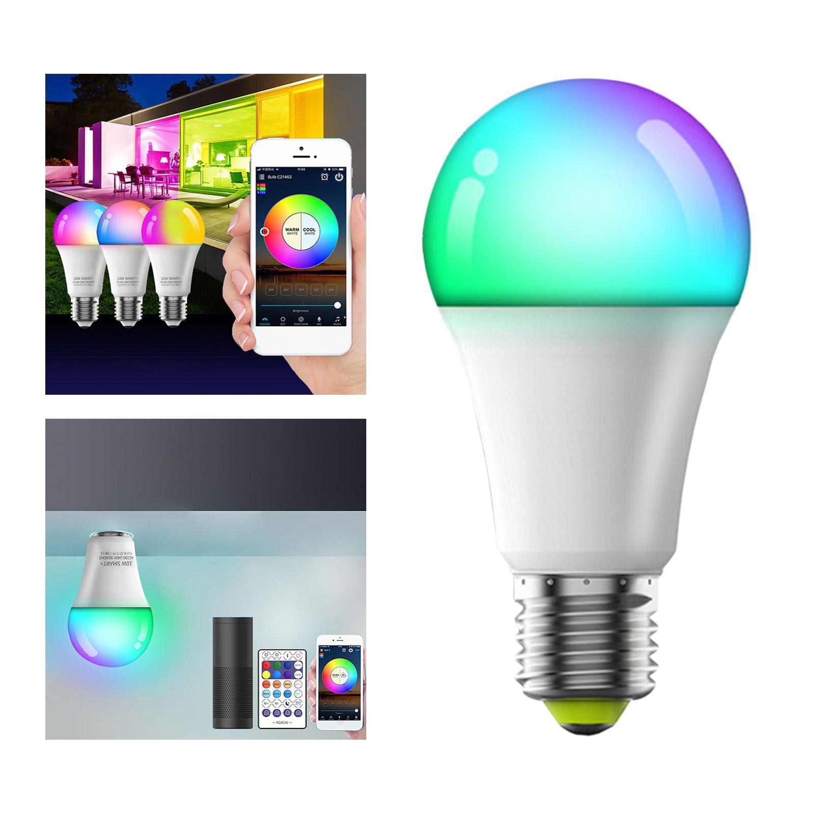 Dimmable Smart Bulb LED Light 10W Remote Control RGB E27 2700K-6500K 350LM