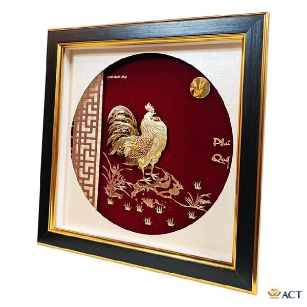 Tranh Gà Vàng Đại Cát dát vàng 24k-Qùa tặng sếp, tân gia, sinh nhật, khai trương,...