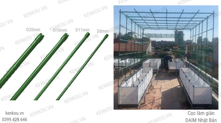 Ống thép bọc nhựa D20x1.5m Hàng Chính Hãng DAIM Nhật Bản, làm giàn cho cây, hoa leo