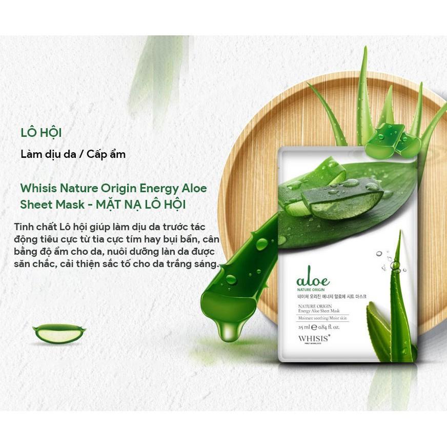 Combo 10 Mặt nạ Lô hội Whisis Nature Origin Energy Aloe Sheet Mask