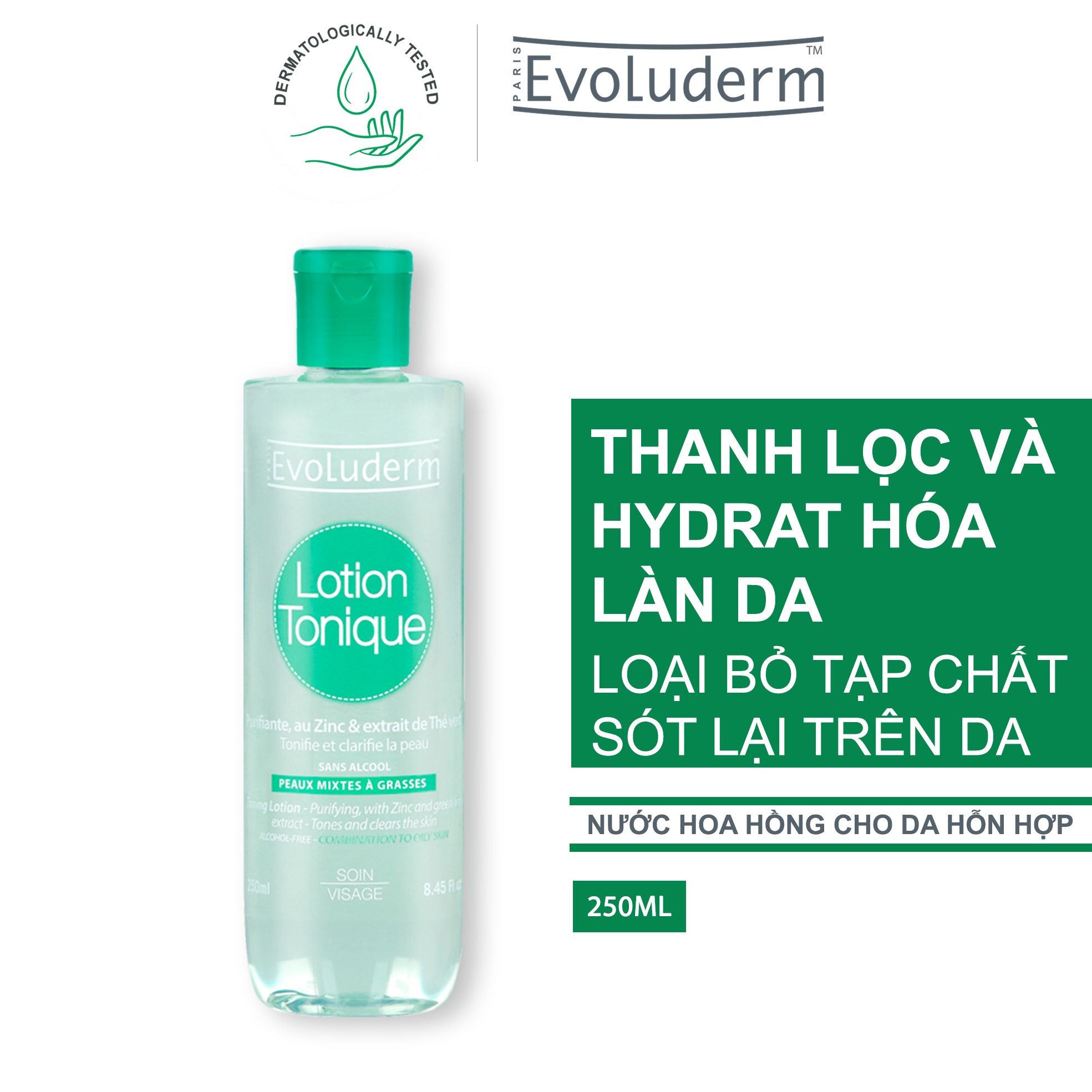 Nước Hoa Hồng Evoluderm Cho Da Hỗn Hợp (250ml)