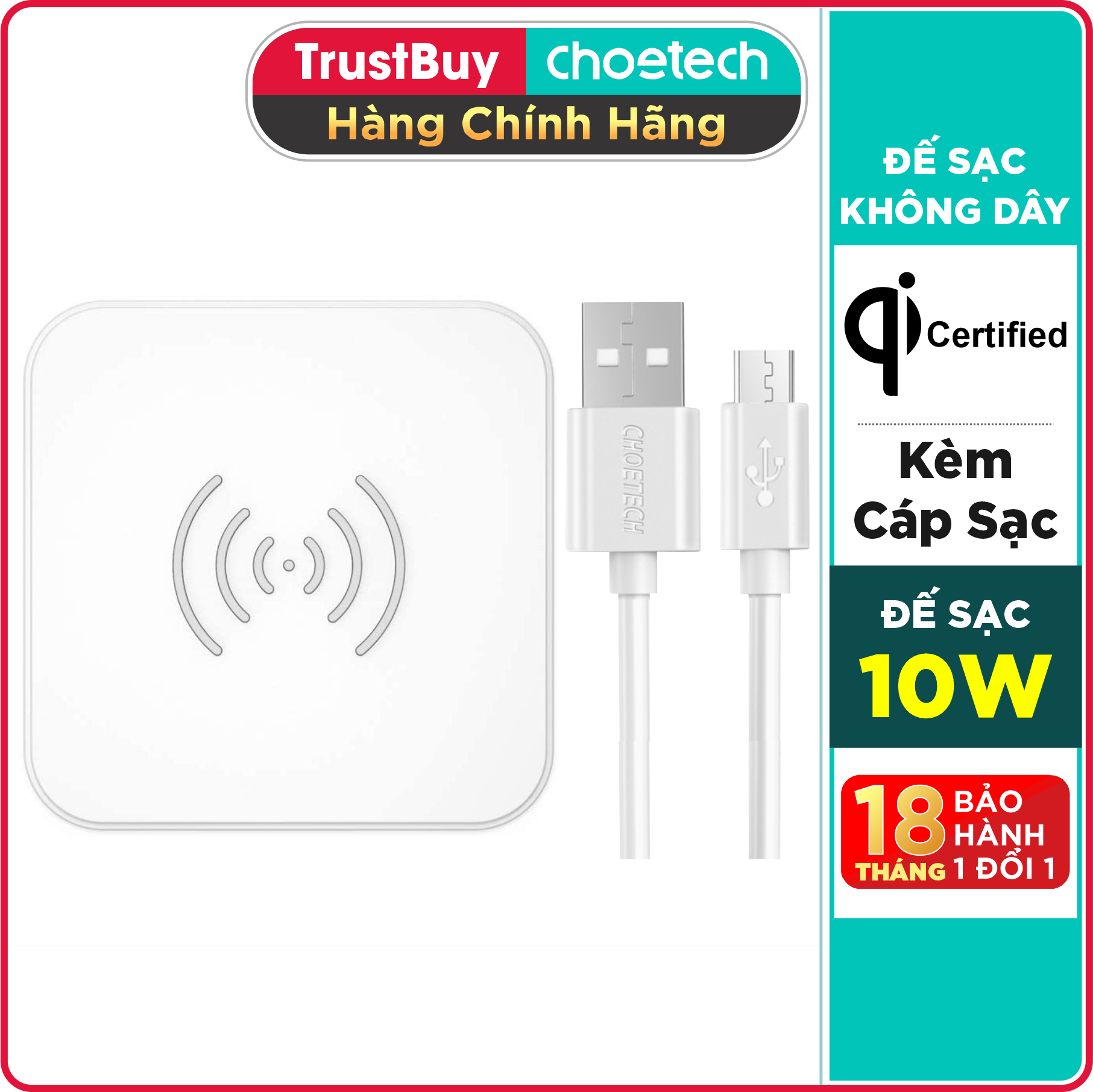 Đế Sạc Nhanh Không Dây CHOETECH T511S 10W - Hàng Chính Hãng