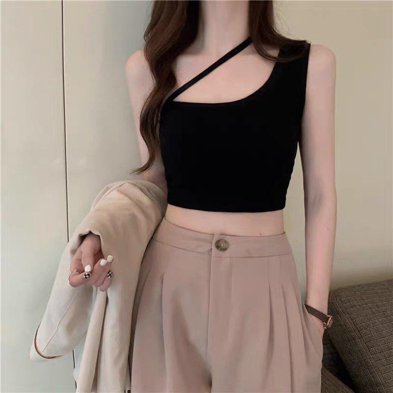 M40. Áo croptop nữ thun gân đan vạt cá tính, áo kiểu nữ 2 dây croptop đan vạt sexy